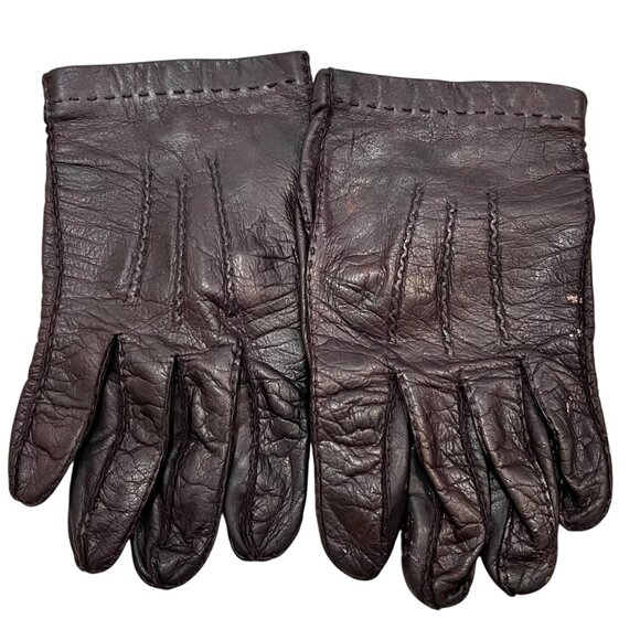 Vintage Aris Leather Gloves Mens Size 8 Nylon Lined Black Made In Philippines - Picture 1 of 5